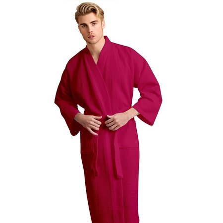 TOWELSOFT Unisex Men's Waffle Weave Stone Red Bathrobe One Size RM-MEN-WFL-RD-OS